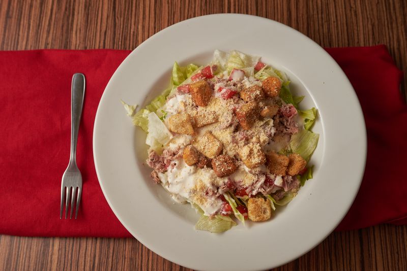 Caesar salad with croutons and parmesan
